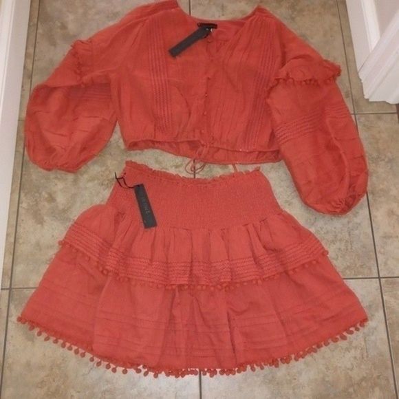 NWT House of Harlow 1960 Boho Skirt Set Burnt Orange - Picture 1 of 14